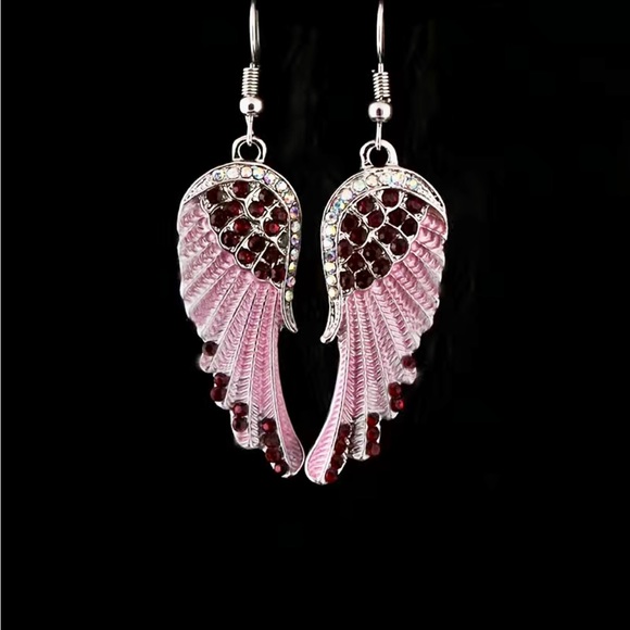 Jewelry - Angel wings inlaid rhinestone dangle earrings
